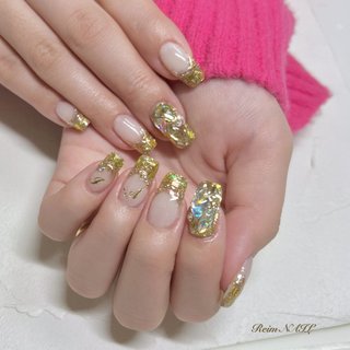 ロング/ゴールド/#ストーン埋め尽くしのネイルデザイン｜ネイルブック 