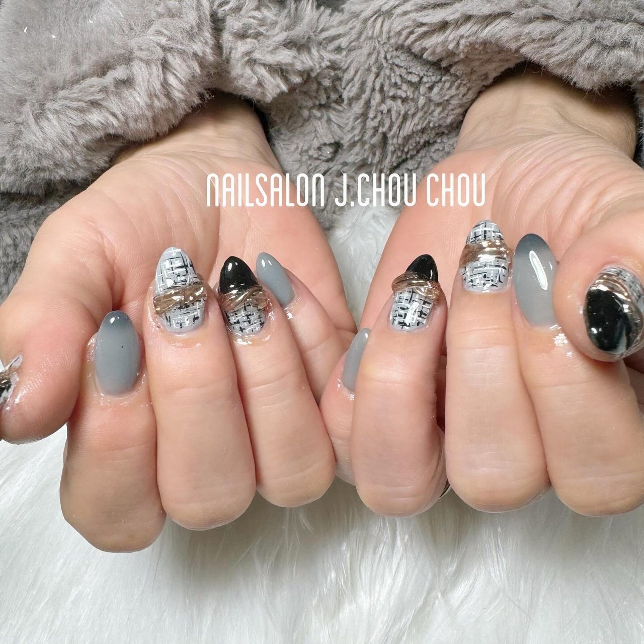 ツイード/リング/ジェルネイル - J.chou-chou.NAILのネイルデザイン[No