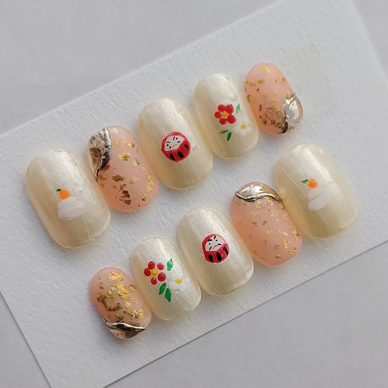 冬/お正月/ハンド/パール/ミラー - pirina_nailのネイルデザイン[No 