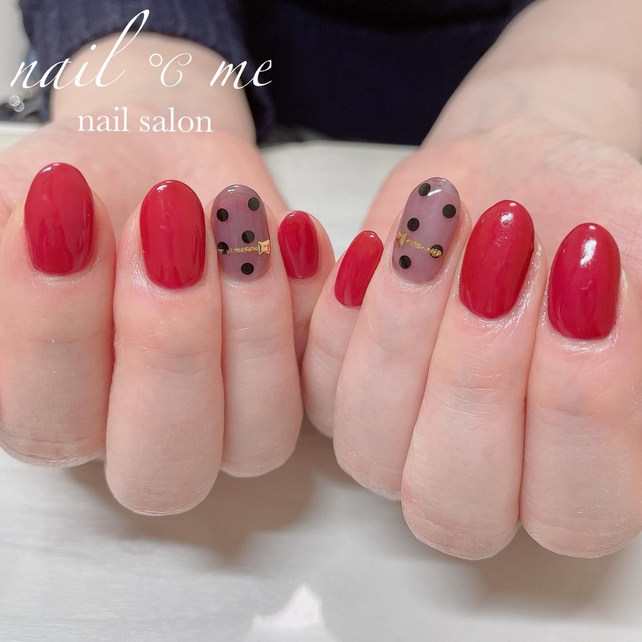 冬/シンプル/ワンカラー/シースルー/ドット - Nail ℃ me【ネイルドミー 