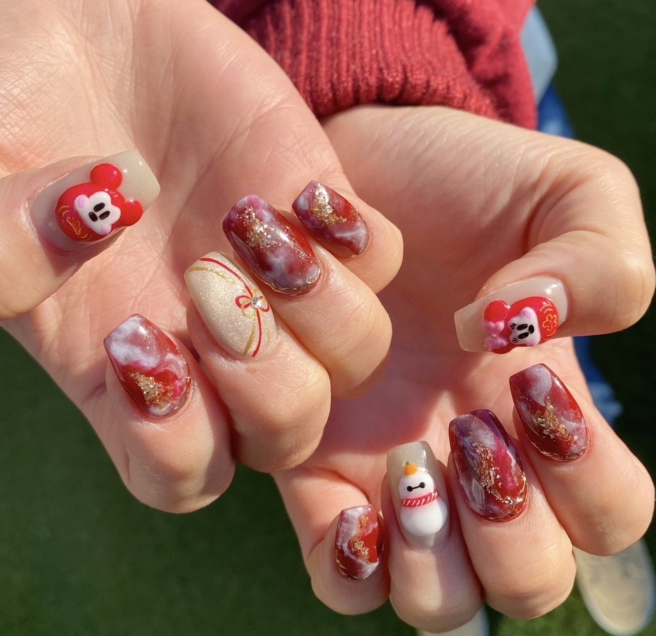 お正月/ハンド/レッド - MAのネイルデザイン[No.8560764]｜ネイルブック