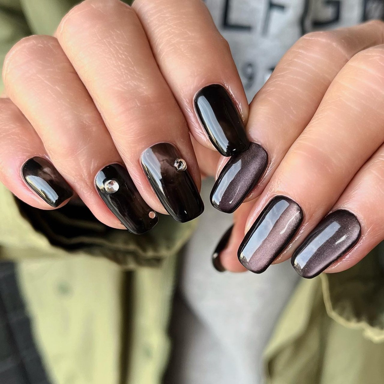 ［22］ネイルチップ ニュアンスネイル モノトーン マグネットネイル オーダー ニュアンス/マグネット/モノトーン - erika／3太郎のmamaネイリストの