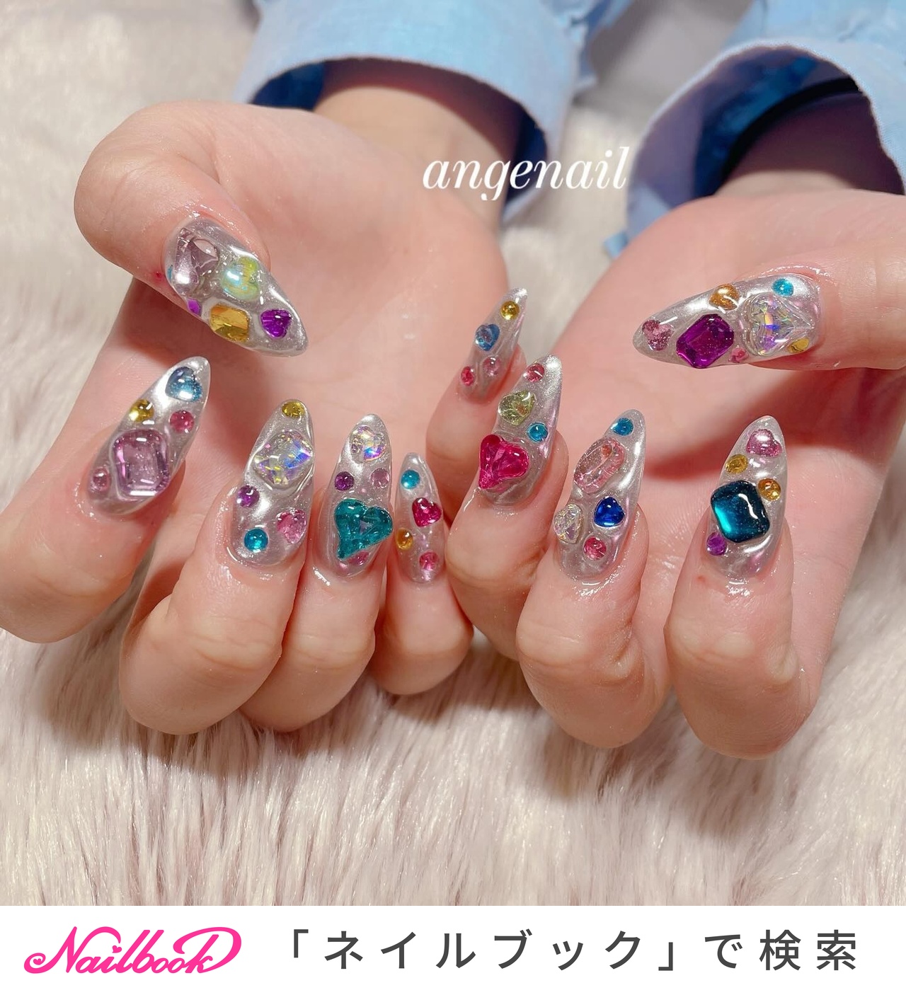 ミラー/個性派/シルバー/カラフル - angenail_MAKIのネイルデザイン[No