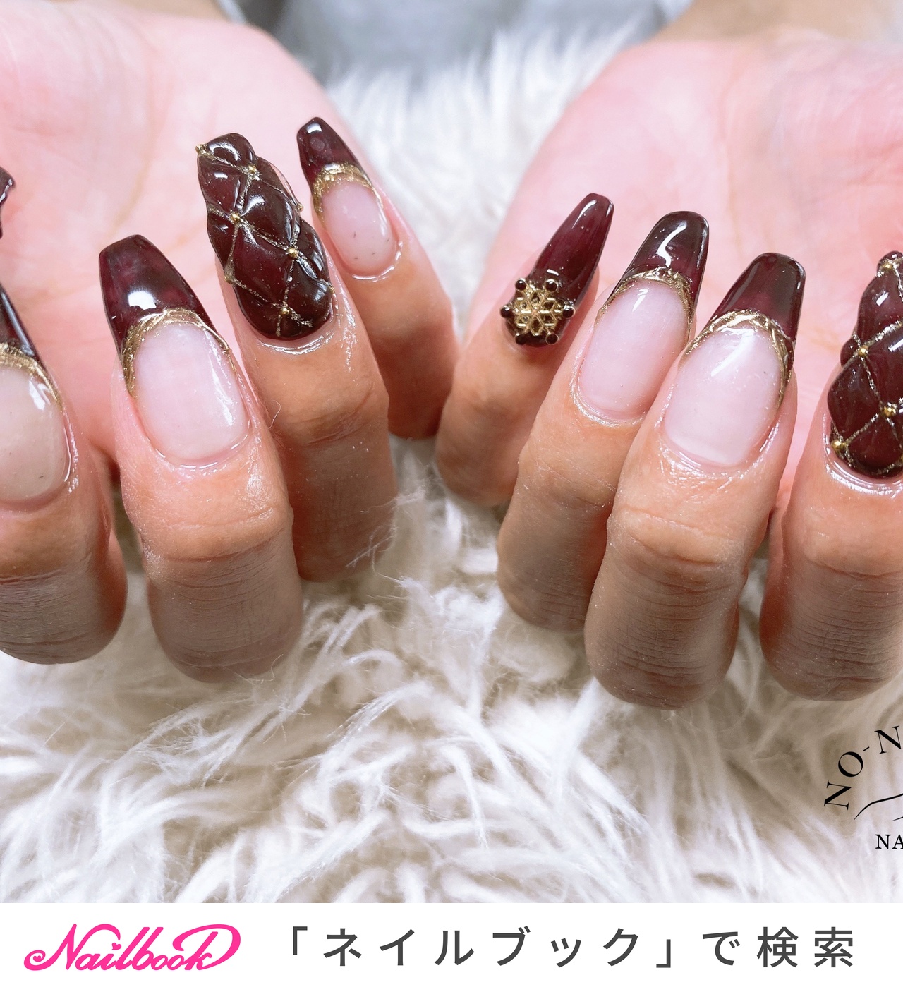 お客様完成品♡ボルドーネイル 冬ネイル ネイルチップ 秋ネイル