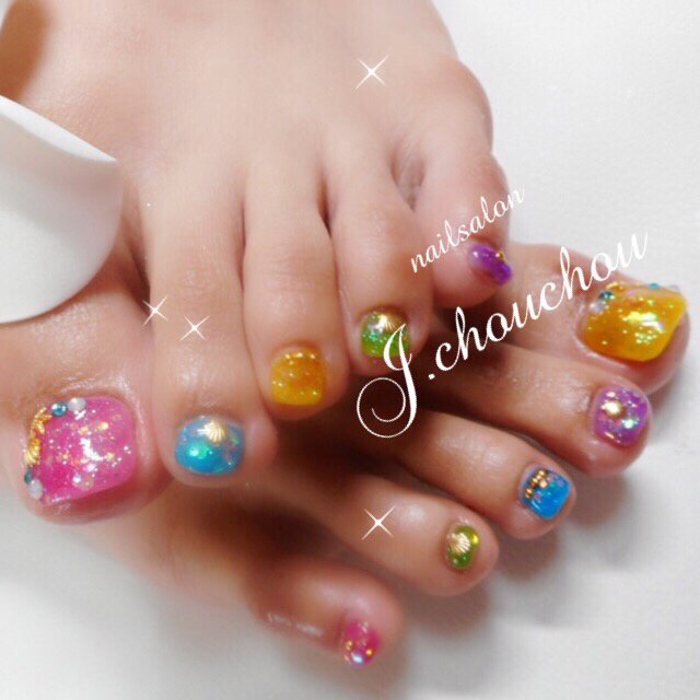 夏 海 リゾート フット トロピカル J Chou Chou Nailのネイルデザイン No ネイルブック