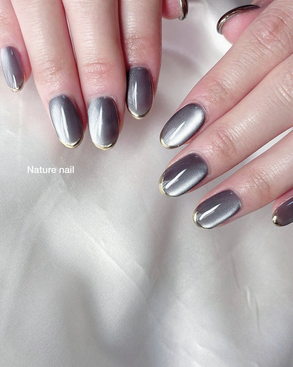 冬/ハンド/フレンチ/マグネット/ミラー - 美玲のネイルデザイン[No