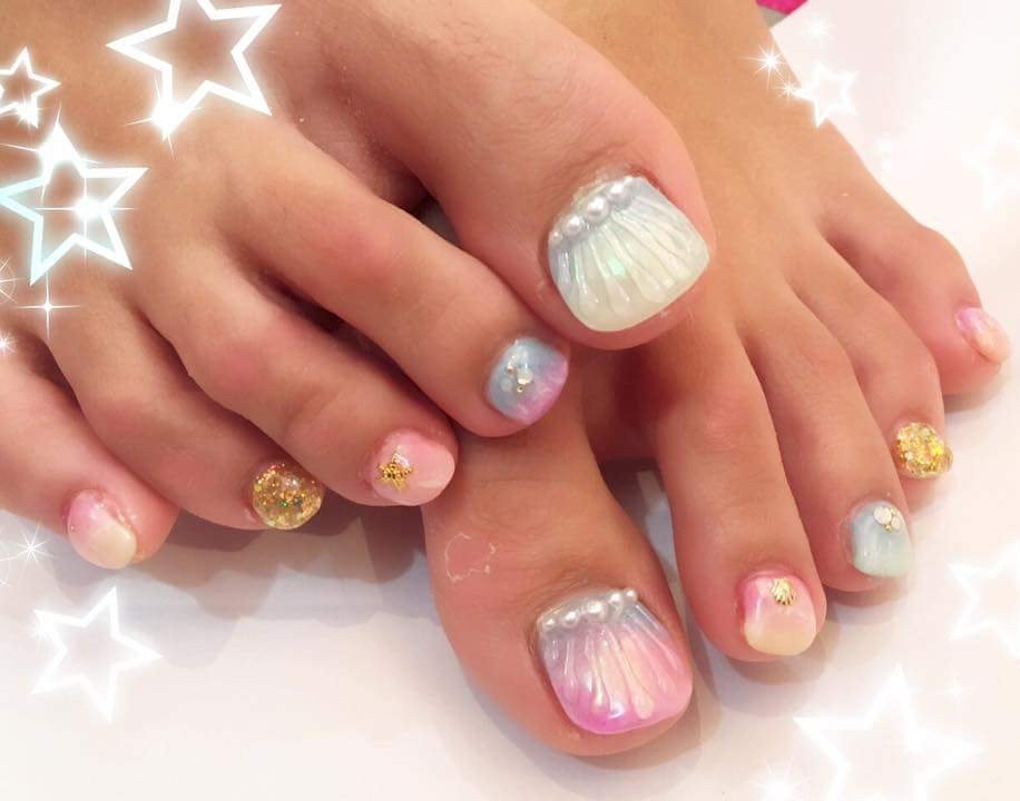 夏 海 浴衣 デート フット Nailsgogo Shibuya Nailsalonのネイルデザイン No ネイルブック