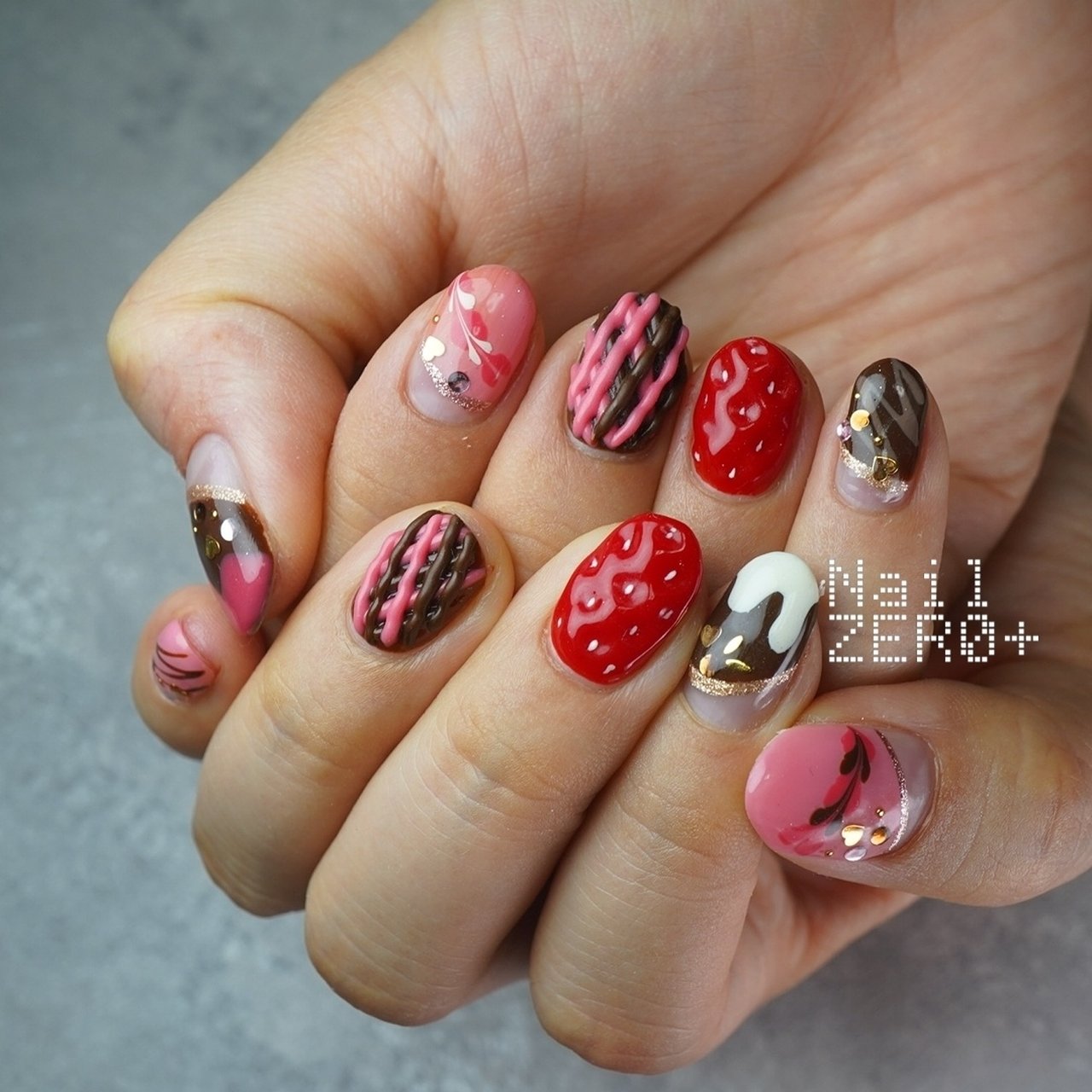 バレンタイン/ハンド/3D/スイーツ/フルーツ - 塩見隼人 [池袋]ネイル