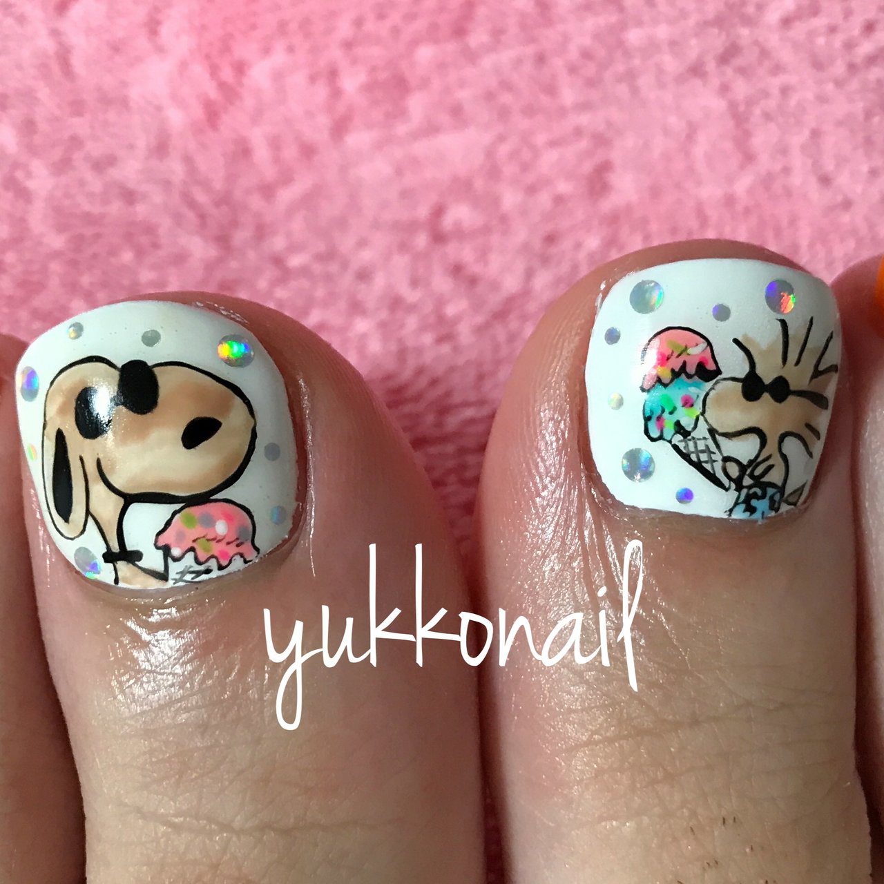 フット キャラクター ホワイト オレンジ ジェル Yukko Nailのネイルデザイン No 2317679 ネイルブック