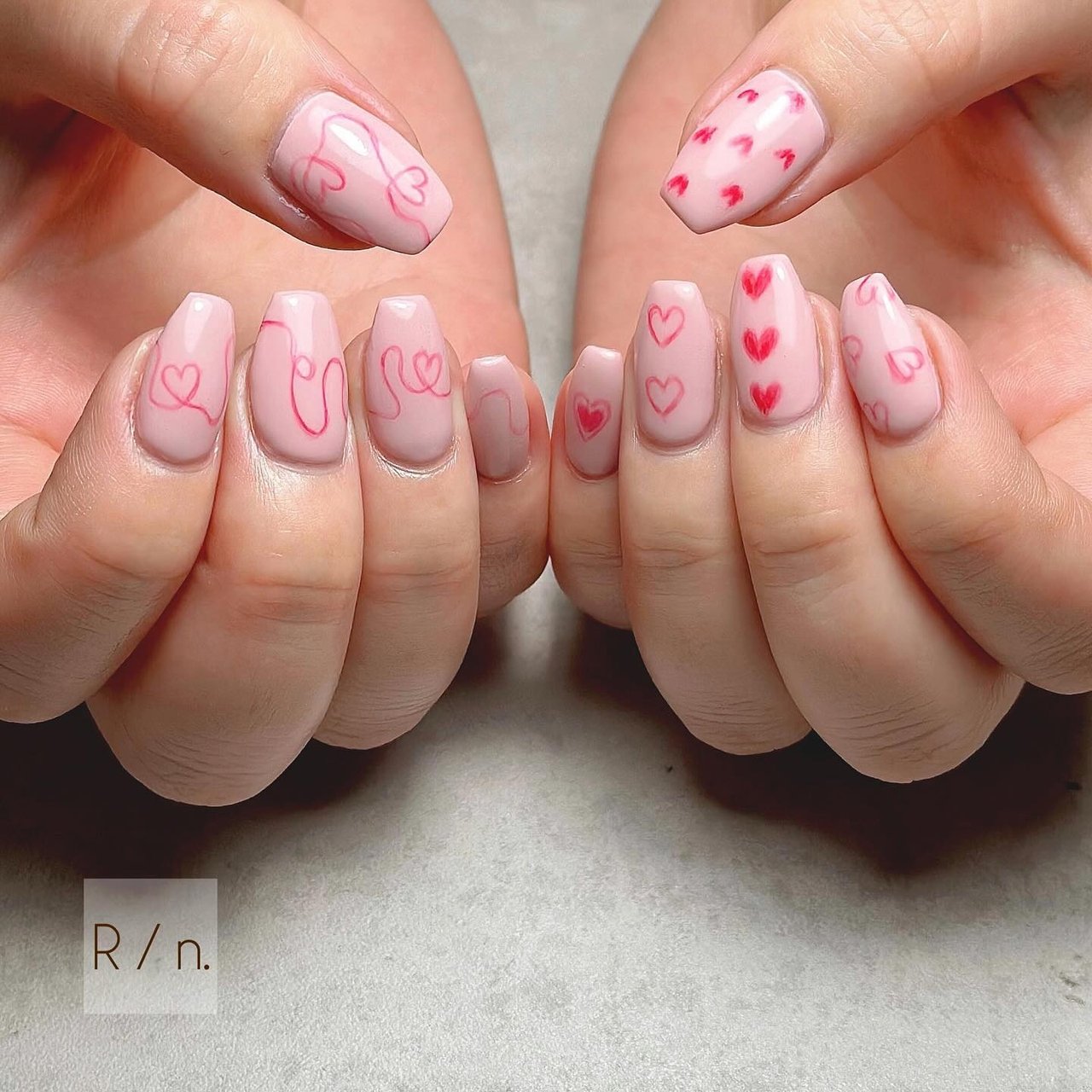 バレンタイン/ハンド/ハート/ニュアンス/個性派 - ryo:Nailのネイル 