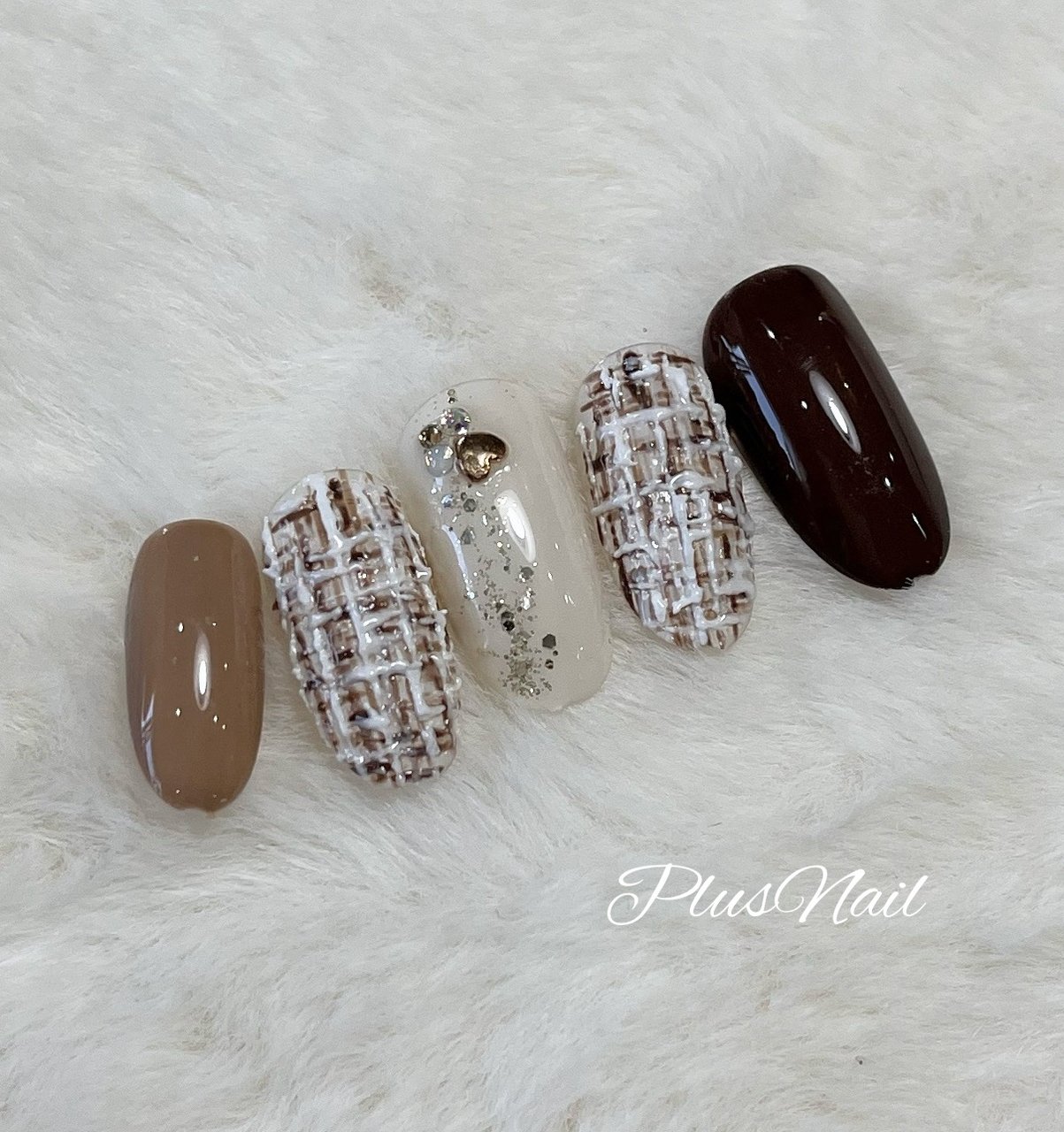 バレンタイン/ハンド/ハート/ツイード/ホワイト - YUKIMIのネイル