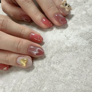 フット/ラメ/ミラー/ブラウン/ゴールド - sakuのネイルデザイン[No