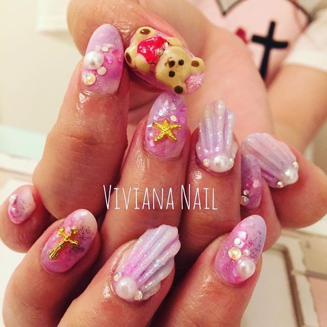 ハンド シェル キャラクター 3d ミディアム Viviananail のネイルデザイン No ネイルブック