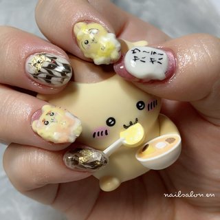 即納可 現品ネイルチップ 蓄光ネイル ちいかわネイルチップ ブルー  