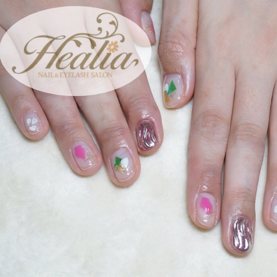 ハンド ニュアンス ミラー ショート クリア Healiaのネイルデザイン No ネイルブック