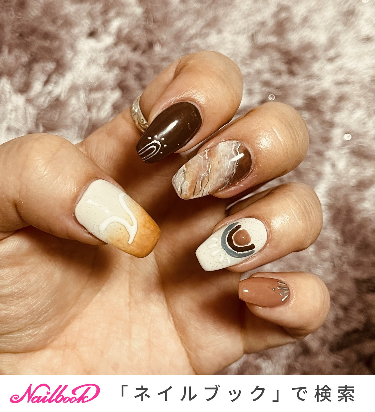 ネイルチップニュアンスマグネットぷっくりチューリップミラーリボン984