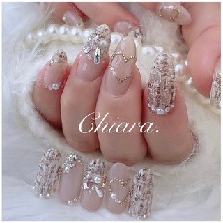 ネイル ネイルチップオーダー ツイード 白 ホワイト バレンタイン 冬 ワンホン ネイル ネイルチップオーダー ツイード 白 ホワイト バレンタイン 冬