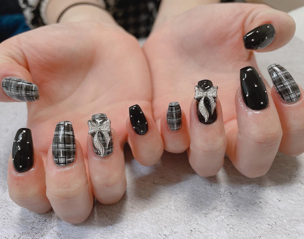 冬/オールシーズン/ハンド/チェック/リボン - nail・AMBERのネイル 