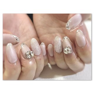 ハンド/ワンカラー/オーロラ/キラキラ/ホワイト - Nail Room Roryの