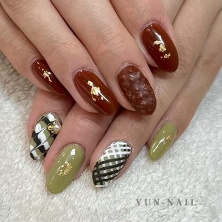 抹茶チョコネイルのネイルデザイン｜ネイルブック 