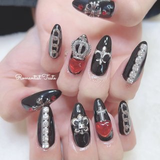 オーダーネイルチップ ゼブラ 天使 ゴシック バンギャ ロック 地雷 痛