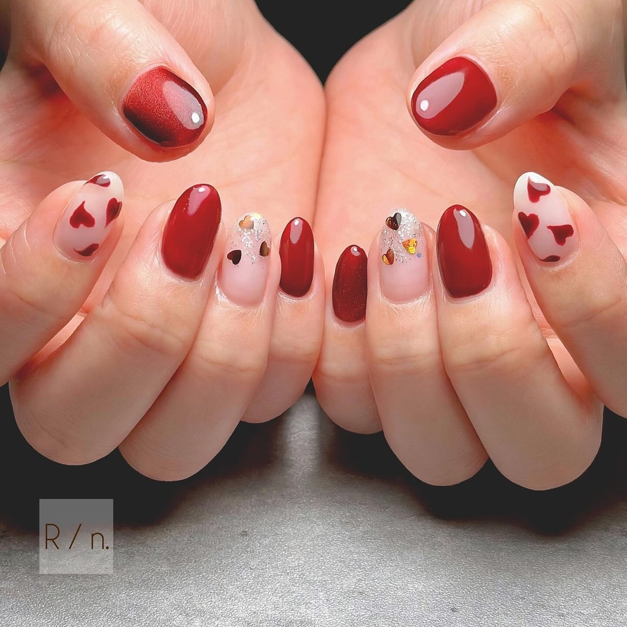 バレンタイン/ハンド/ハート/ニュアンス/マグネット - ryo:Nailの