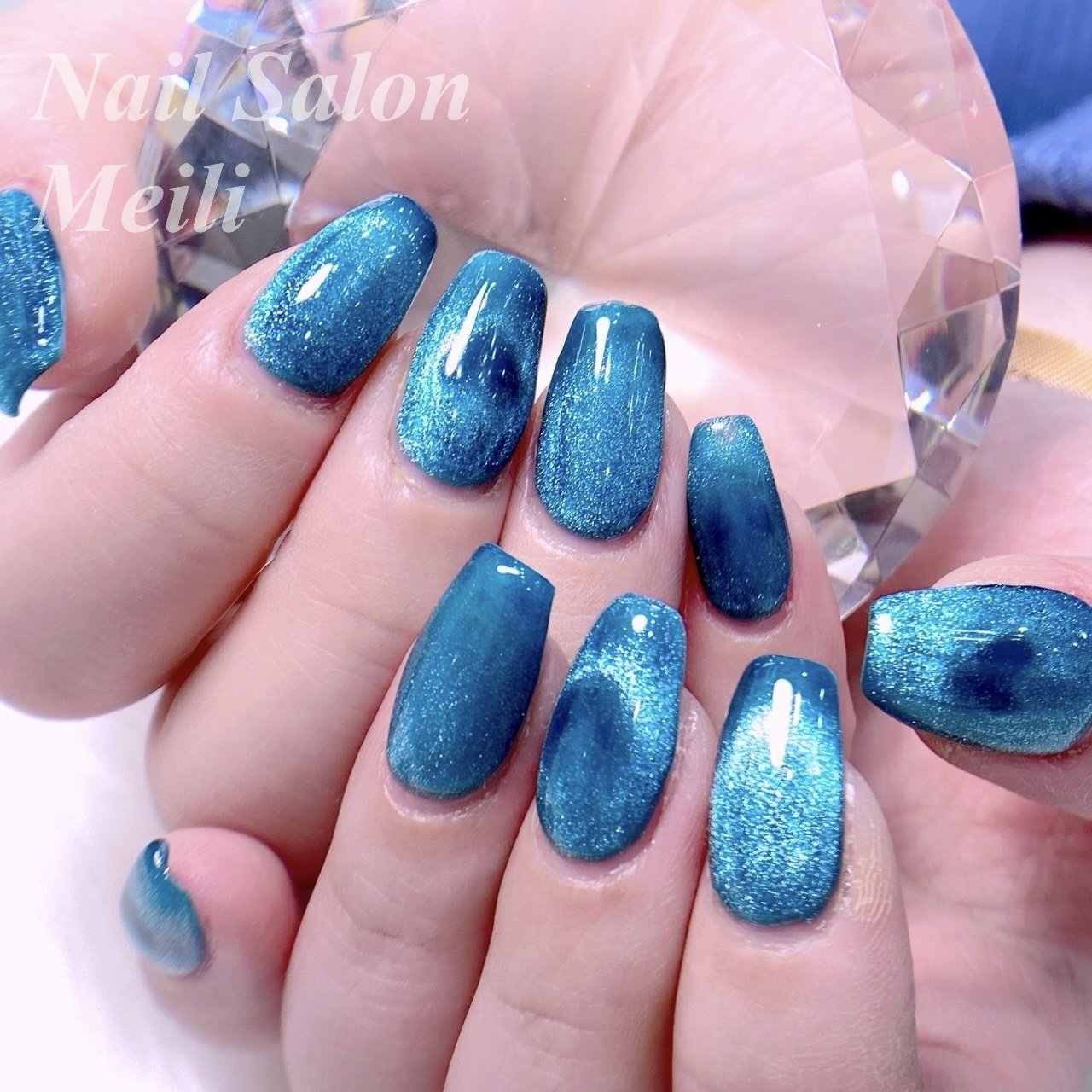 オールシーズン/ハンド/マグネット/ミディアム/水色 - NAIL SALON