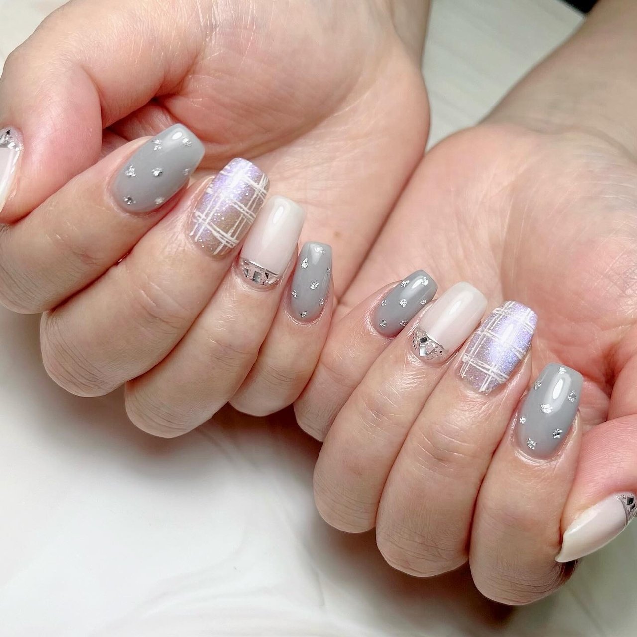 冬/ハンド/チェック/ドット/ニュアンス - Private Nail Salon Carpe 