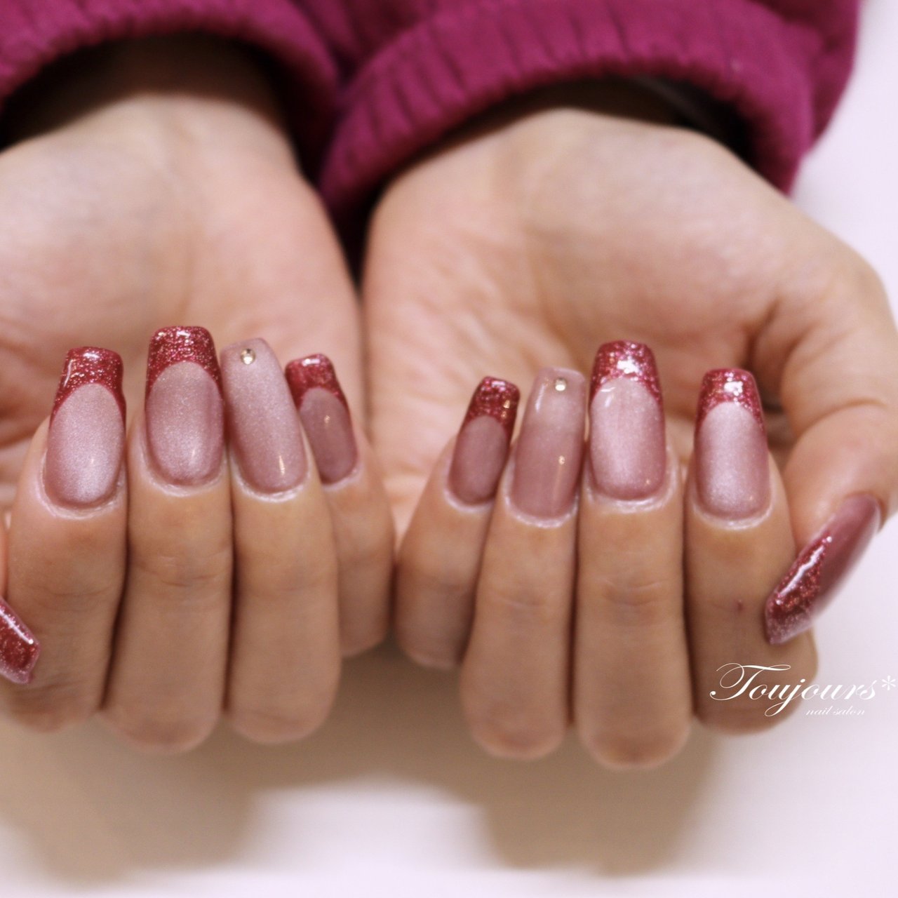 冬/バレンタイン/ハンド/フレンチ/マグネット - toujours_nailsalonの