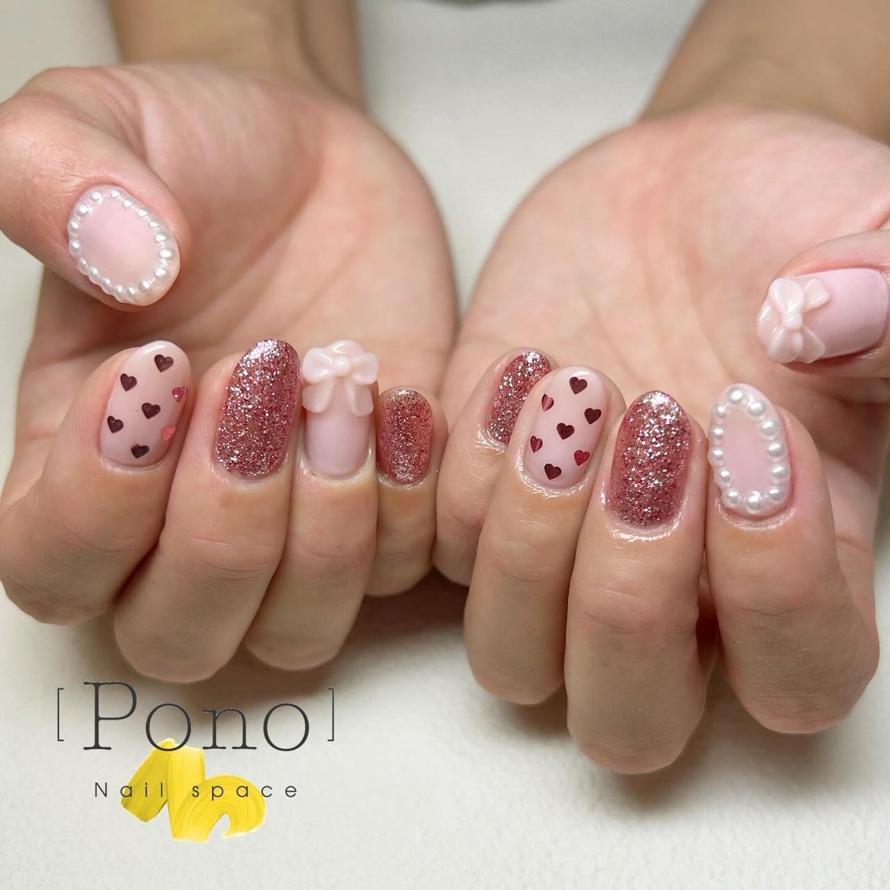 バレンタイン/ハート/リボン - Nail space Ponoのネイルデザイン[No