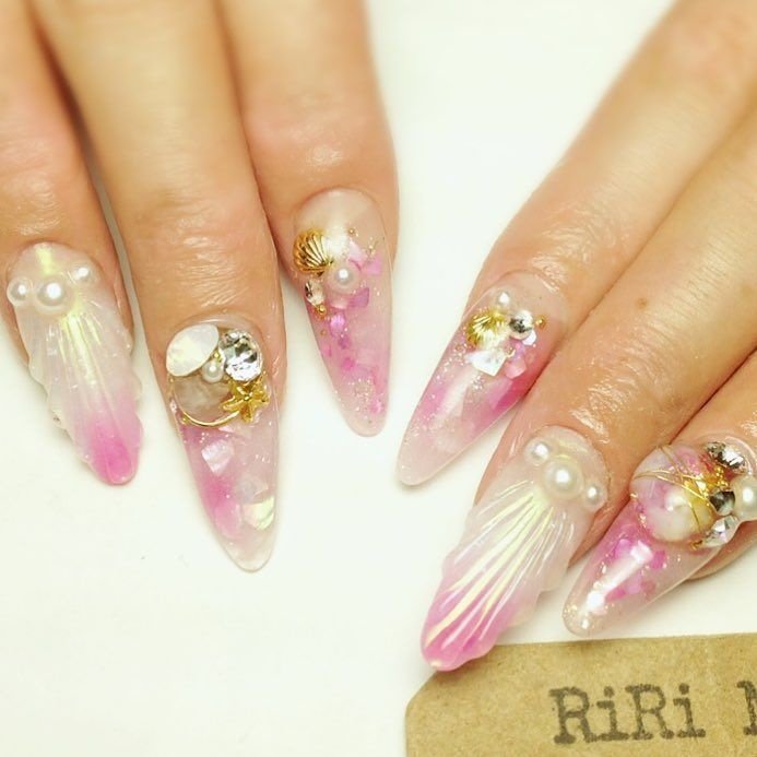 パーティー デート 女子会 人魚の鱗 スーパーロング Riri Nailのネイルデザイン No ネイルブック