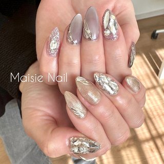 ネイルチップオーダー グレージュ マグネットネイル ワンホン