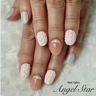 ニット/ピンク/グレーのネイルデザイン｜ネイルブック 