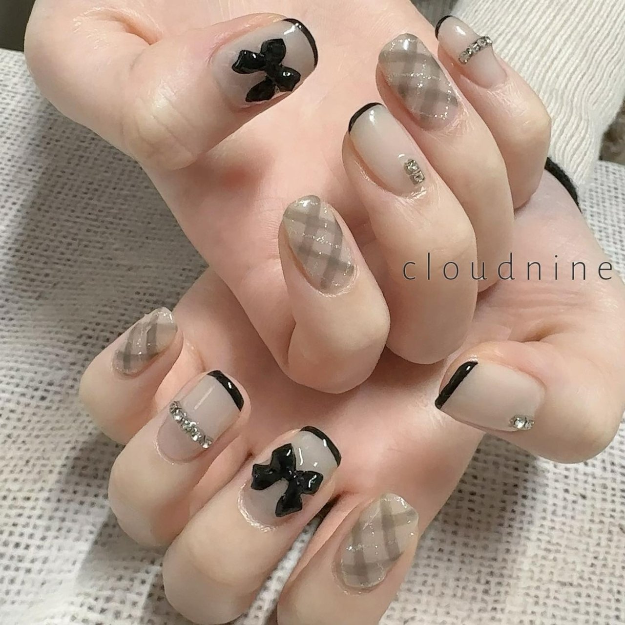 チェック/リボン - cloudnineのネイルデザイン[No.8636056]｜ネイルブック