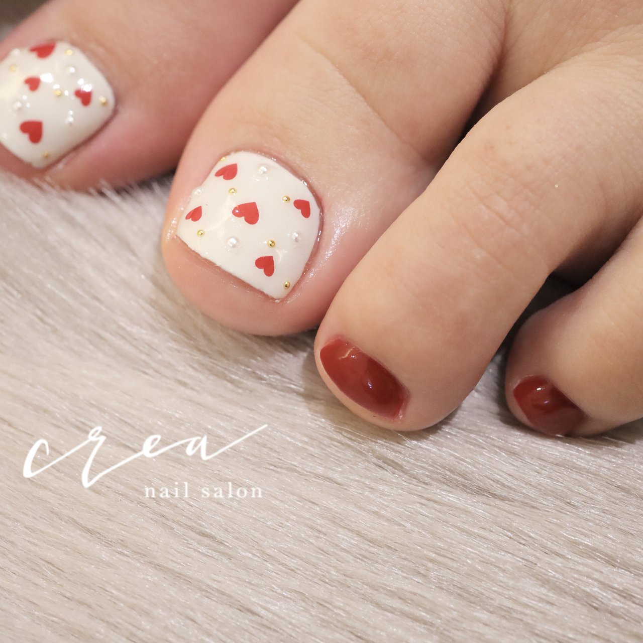 バレンタイン/フット/ハート/ホワイト/レッド - nailsalon crea 小川  
