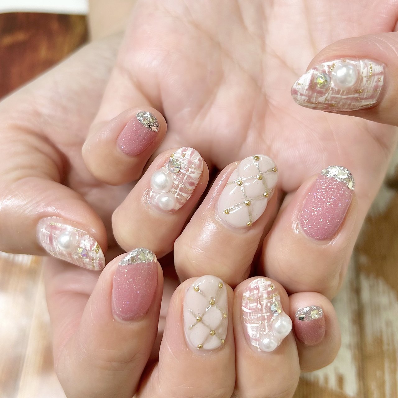 冬/ハンド/ツイード/キルティング/キラキラ - La-＊NAIL_youkoのネイル