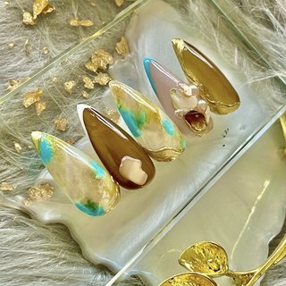 人気順｜フレンチネイル(フレンチ)/#ターコイズブルーネイルのネイル