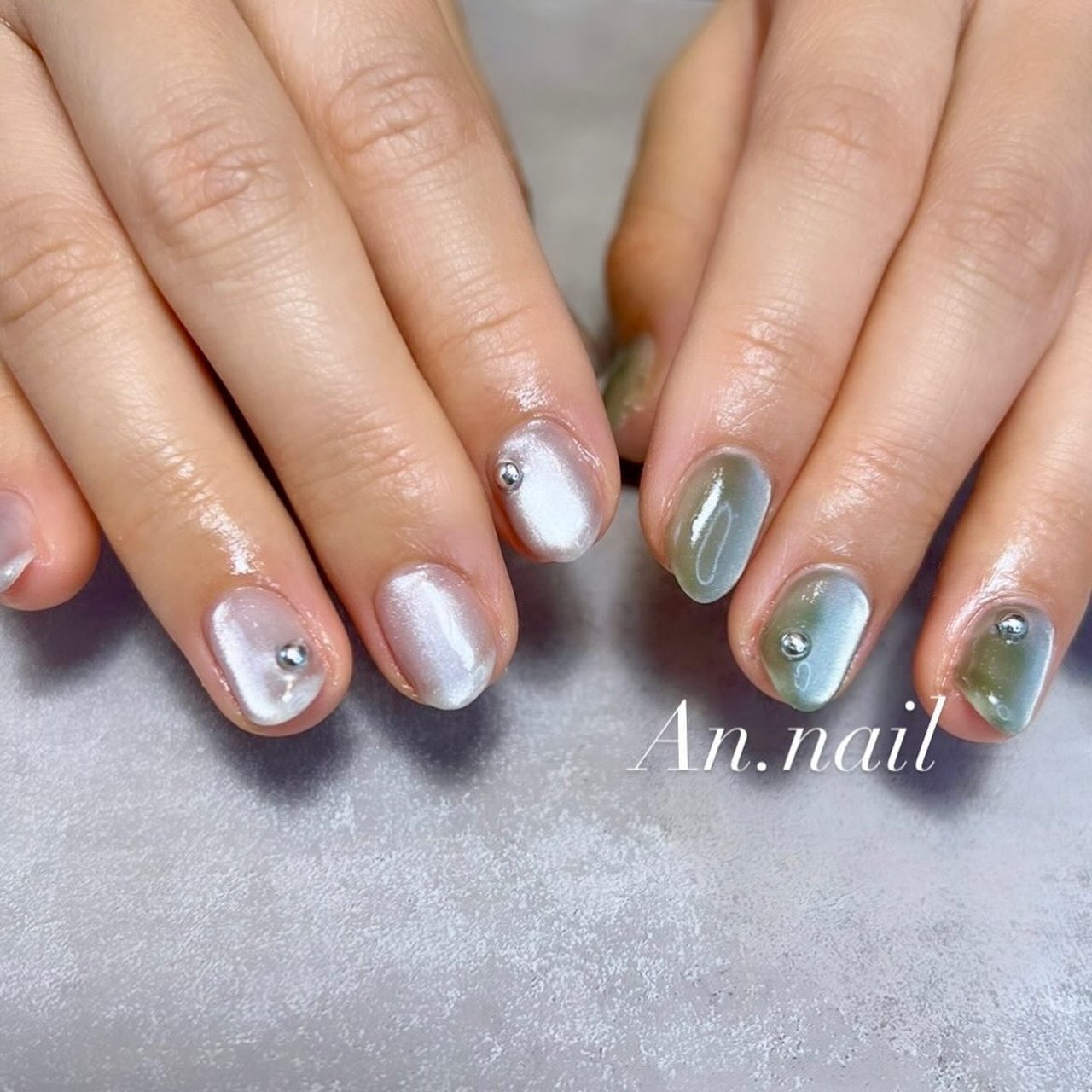 春/シンプル/ワンカラー/ニュアンス/マグネット - _an.nail__のネイル 