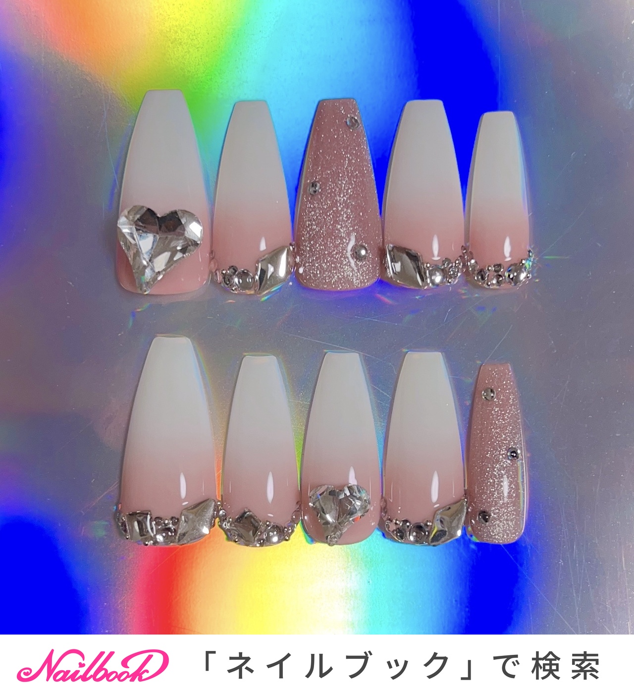 ハンド/ハート/マグネット/ワンホン/ロング - Suzu886のネイル