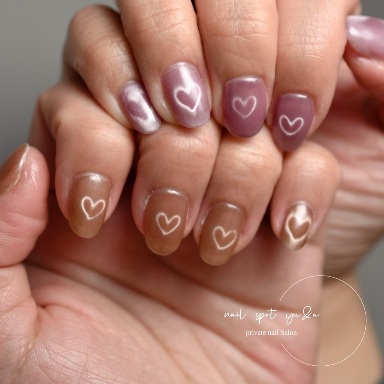 春/ハンド/ハート/マグネット/ちゅるん - nail spot yu&aのネイル