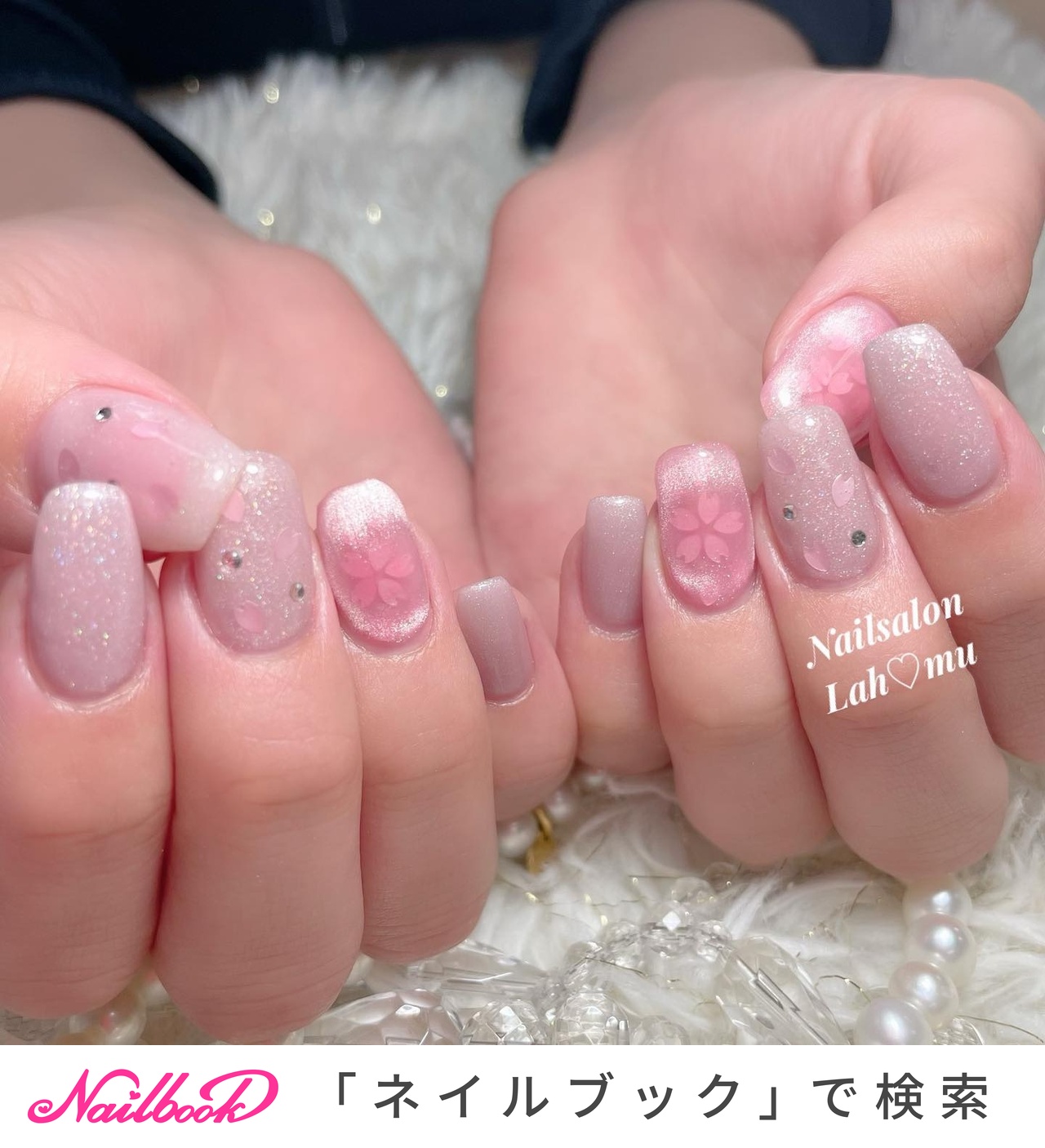 春/ハンド/フラワー/マグネット/桜 - ♡Mipo♡のネイルデザイン