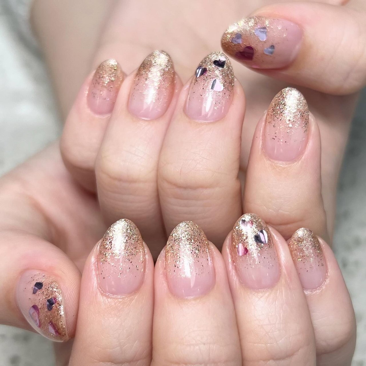 バレンタイン/ハンド/グラデーション/ホログラム/ラメ - ym___nailの 