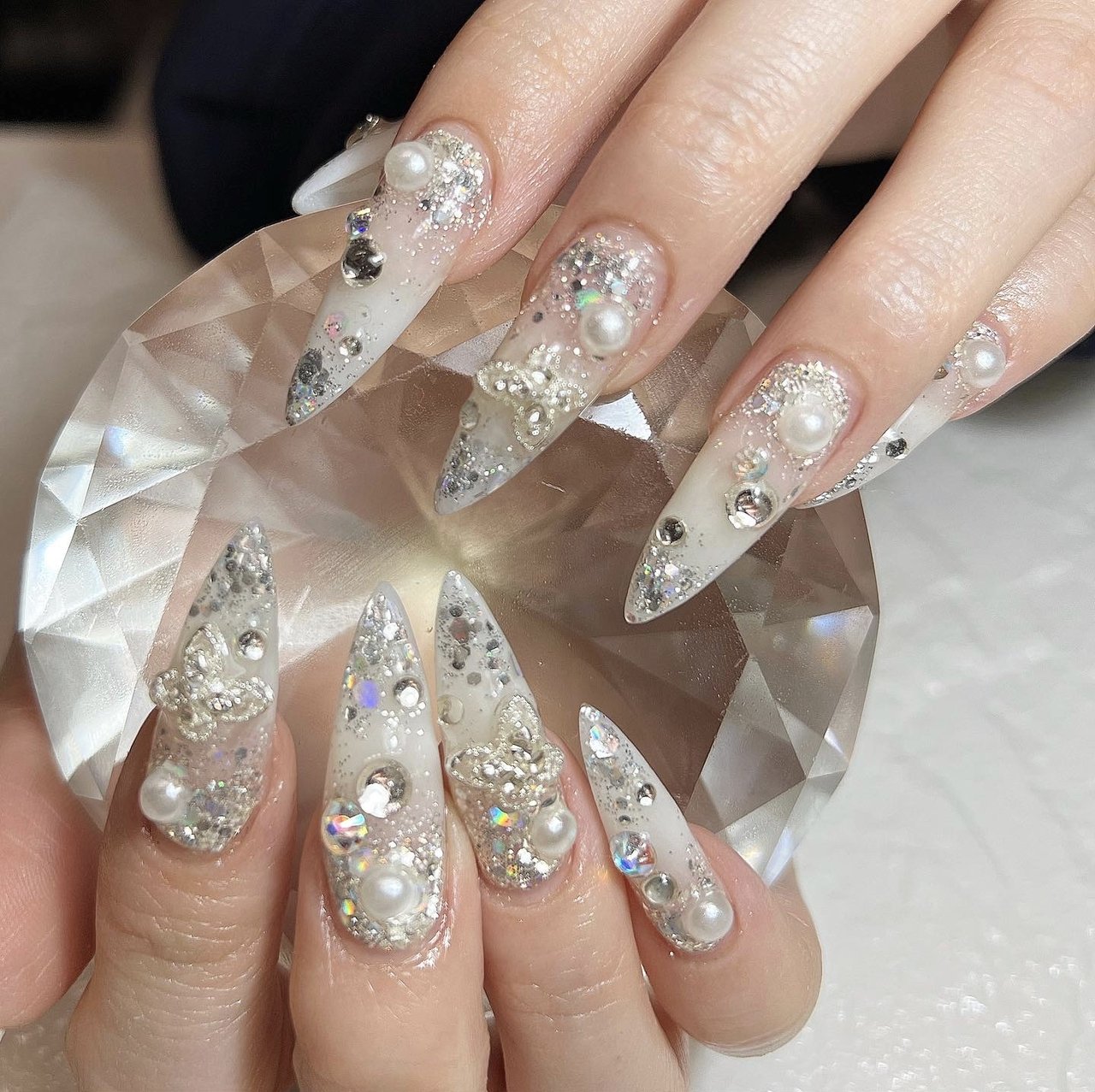 【No.050】ネイルチップ♡ロングネイル♡サブカル♡クリアネイル♡ピアス No.050】ネイルチップ♡ロングネイル♡サブカル♡クリアネイル♡ピアス