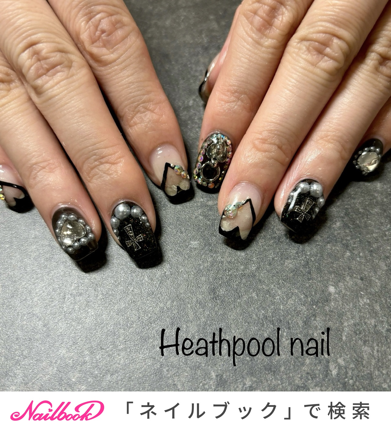 ブラック(黒)/#メンヘラネイルのネイルデザイン｜ネイルブック 
