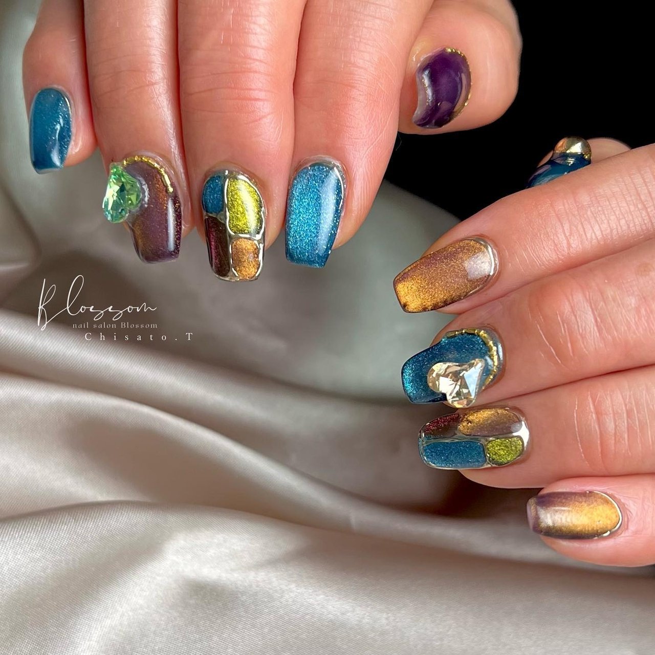 オールシーズン/ハンド/ハート/ステンドグラス/マグネット - Blossom