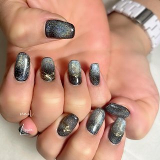 人気順｜ブラック(黒)/#オーロラマグネットのネイルデザイン