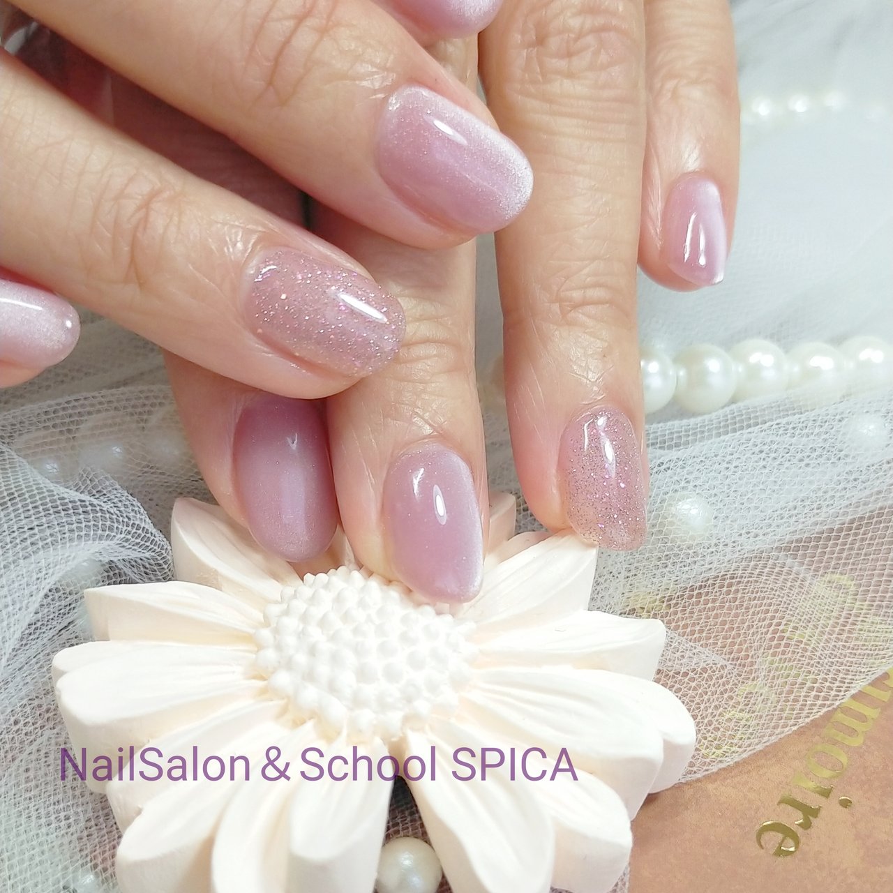 春/ハンド/ワンカラー/マグネット/ピンク - NailSalon＆School SPICAの