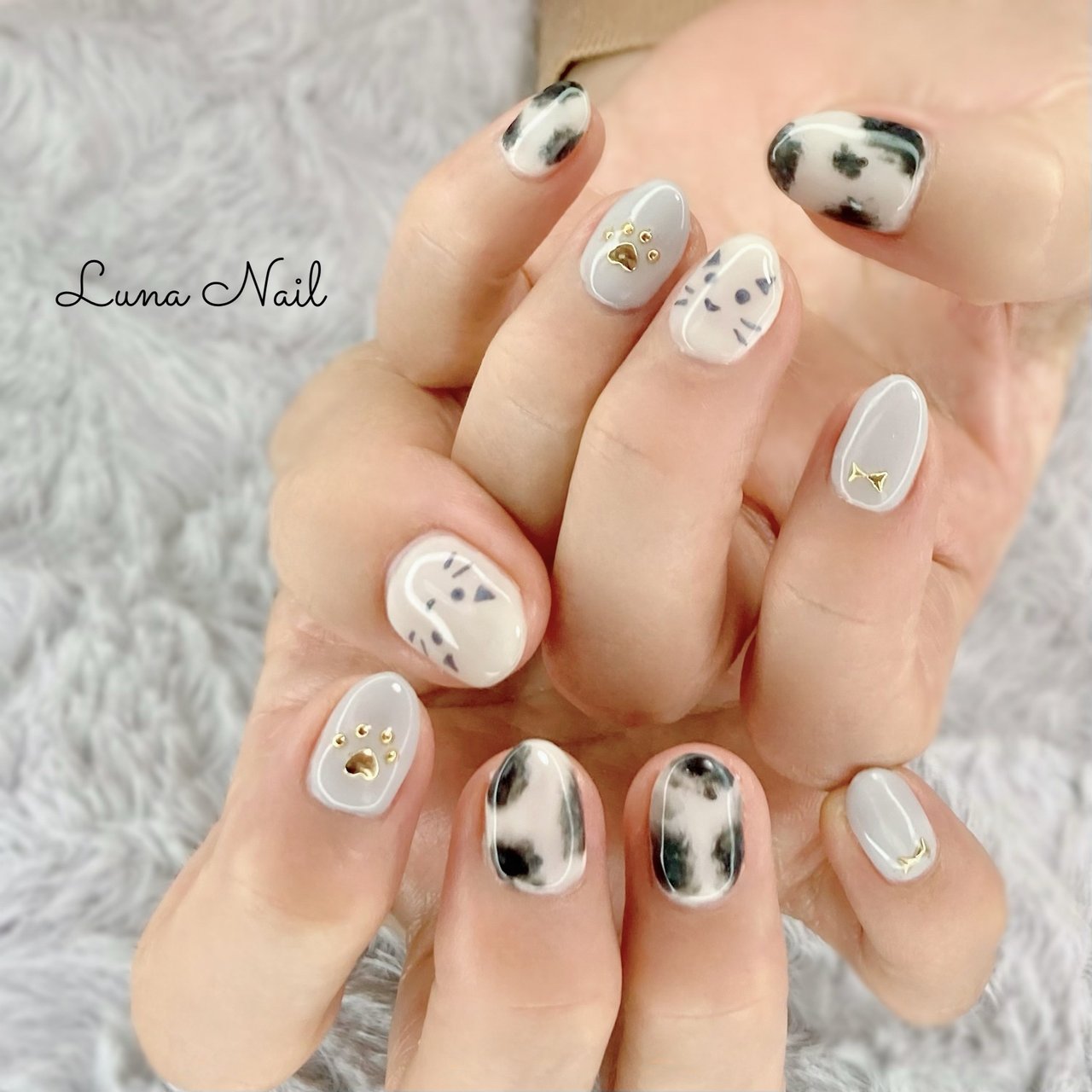 猫モチーフ ネイルチップ 推しさん❤︎ (ネイルチップは