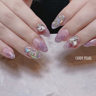 74))ミラーネイル ワンホン フレンチガーリー 埋めつくし シルバー