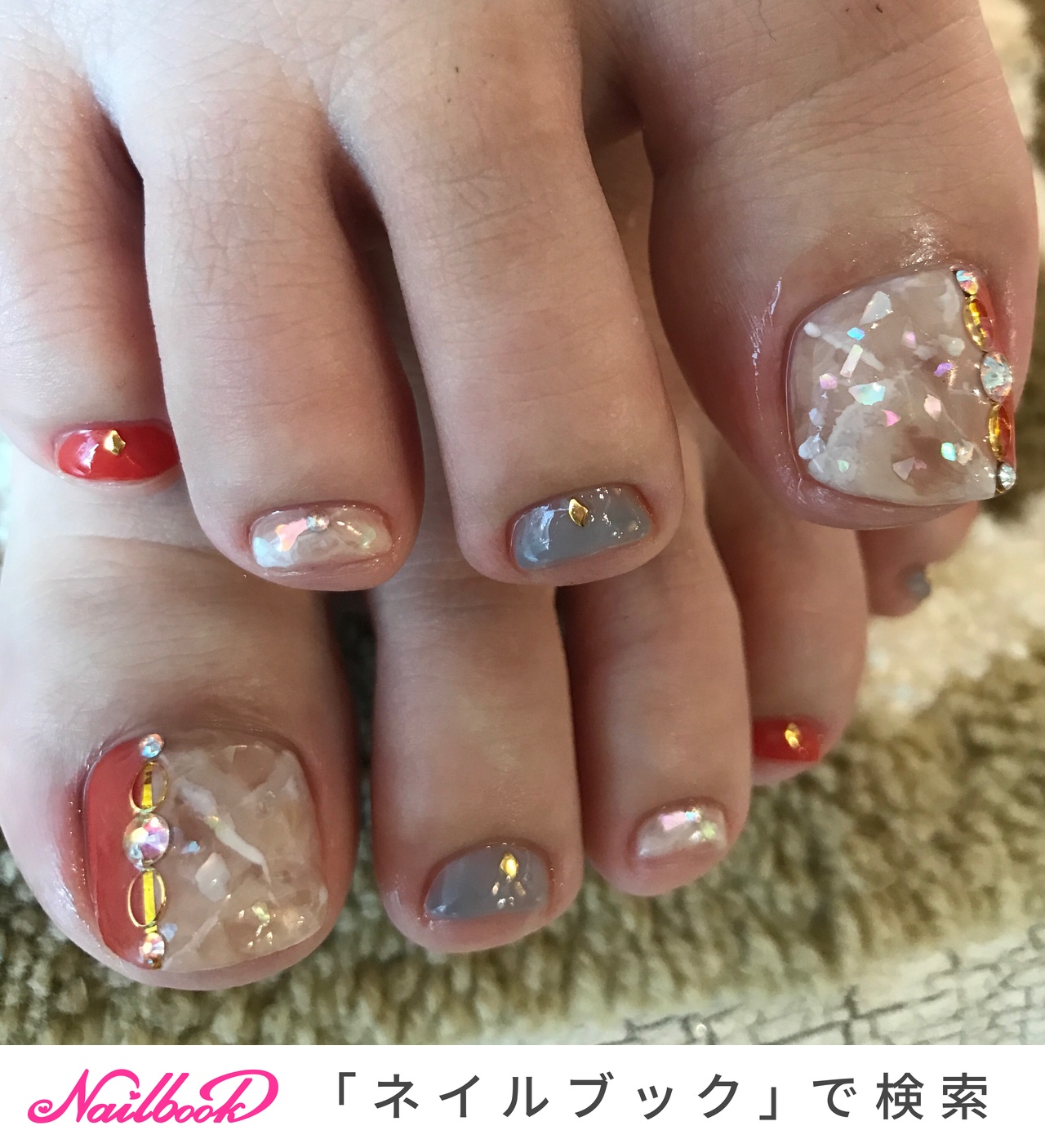 フット オレンジ アースカラー 宮城県 石巻 ロージーネイル Rosy Nail Pupuu Rosyのネイルデザイン No ネイルブック